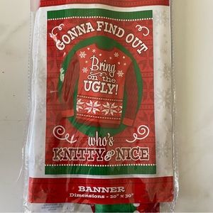 Christmas Decor Ugly Sweater Theme Holiday Banner Big Red
